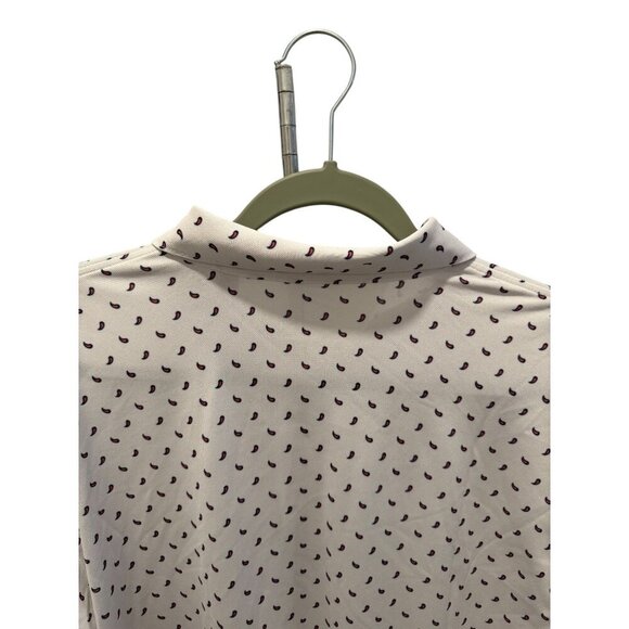 Oliver Ridley White & Purple Paisley Print Polo Shirt L Lightweight Short Sleeve - Picture 5 of 5